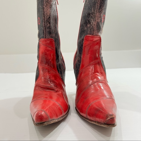 White Diamond Cowboy Heeled Boots Flower Pink Red Los Altos - Picture 6 of 11